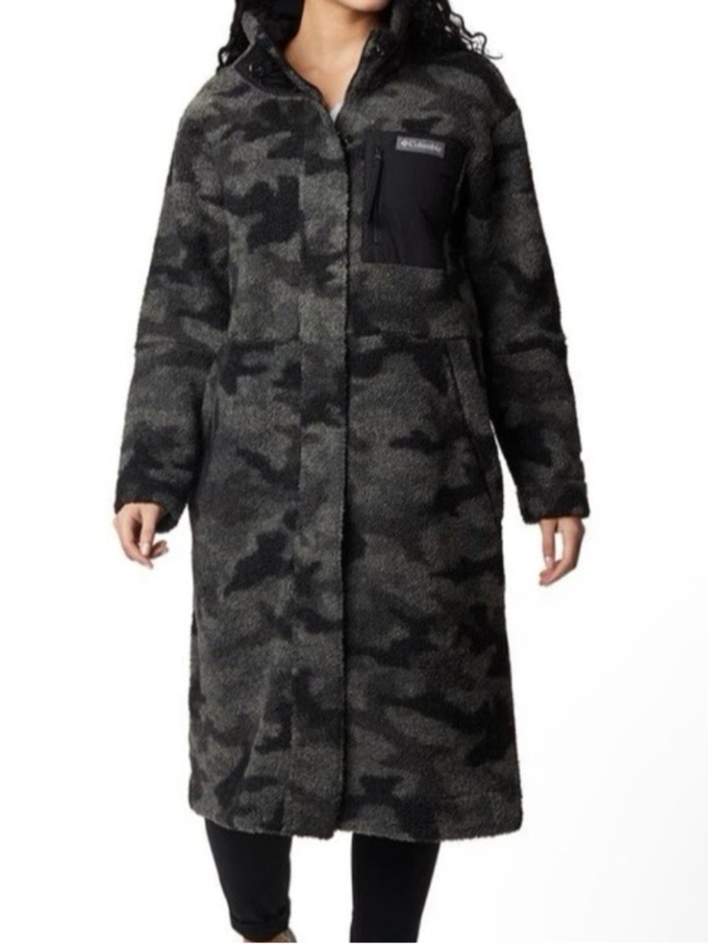 Columbia Long Camouflage Sherpa Coat - Black & Gray